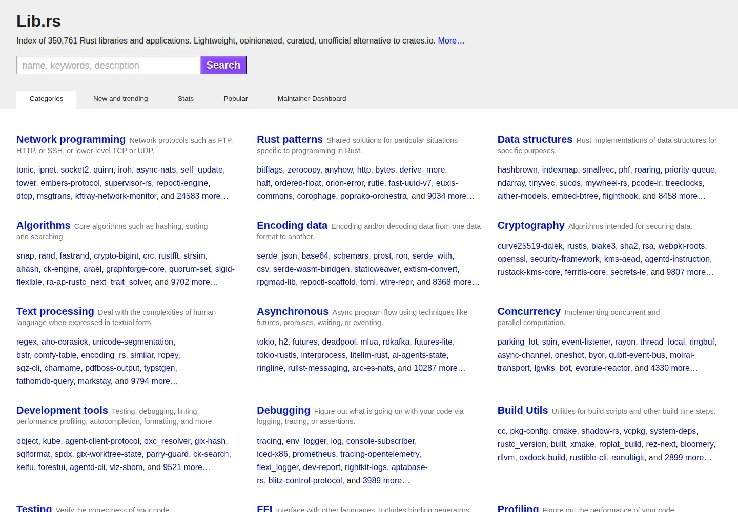 Screenshot of lib.rs