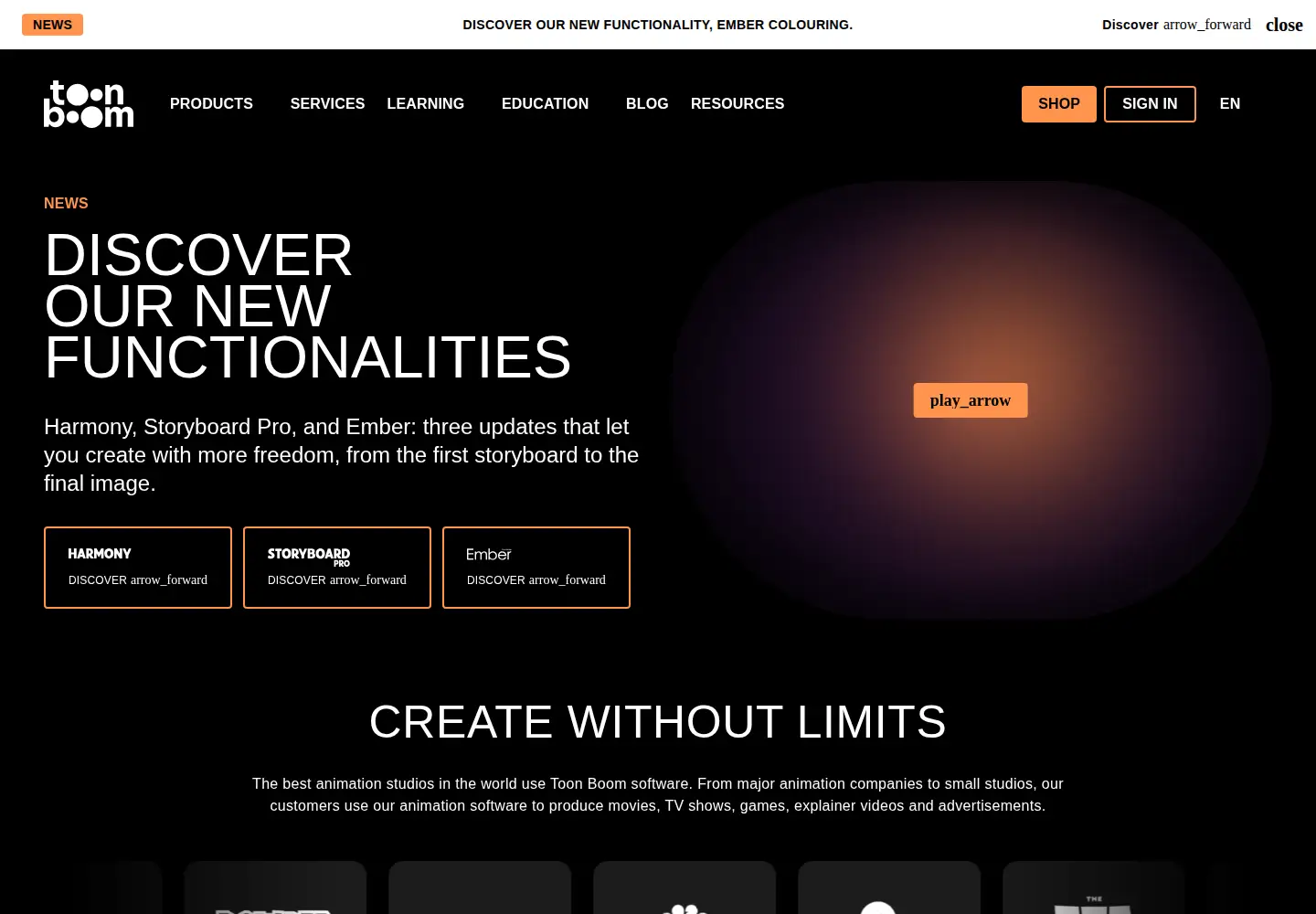 Screenshot of toonboom.com