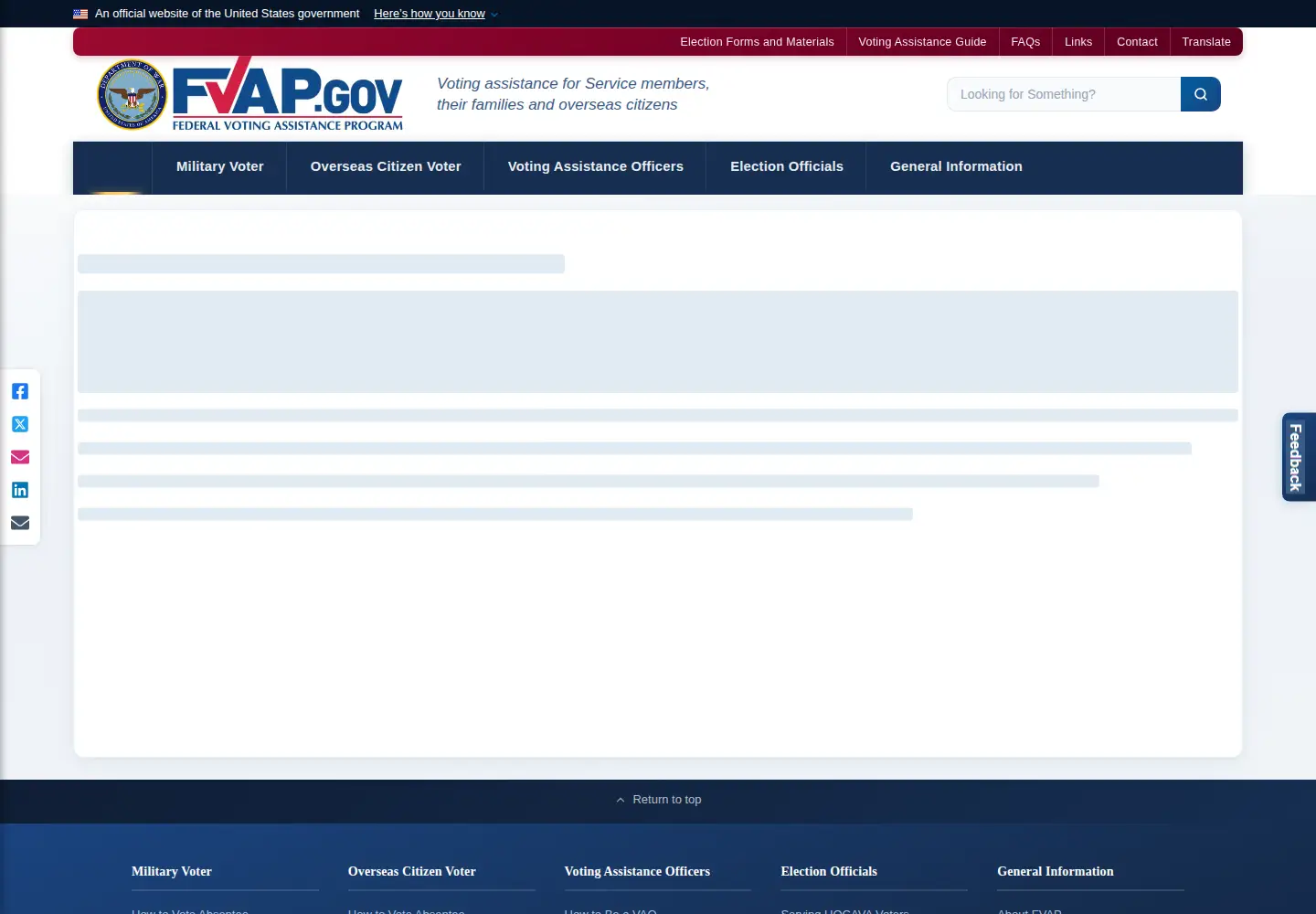 Screenshot of fvap.gov