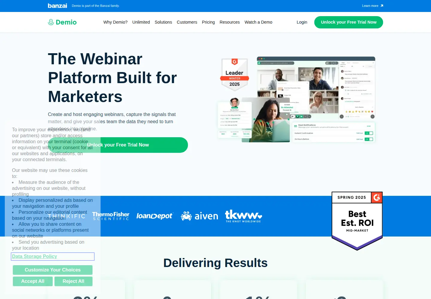 Captured homepage of demio.com in the current scan