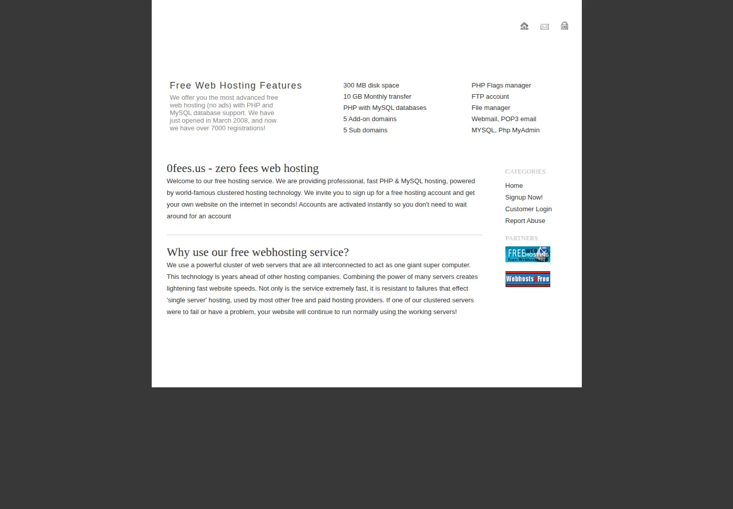Captured homepage of 0fees.net in the current scan