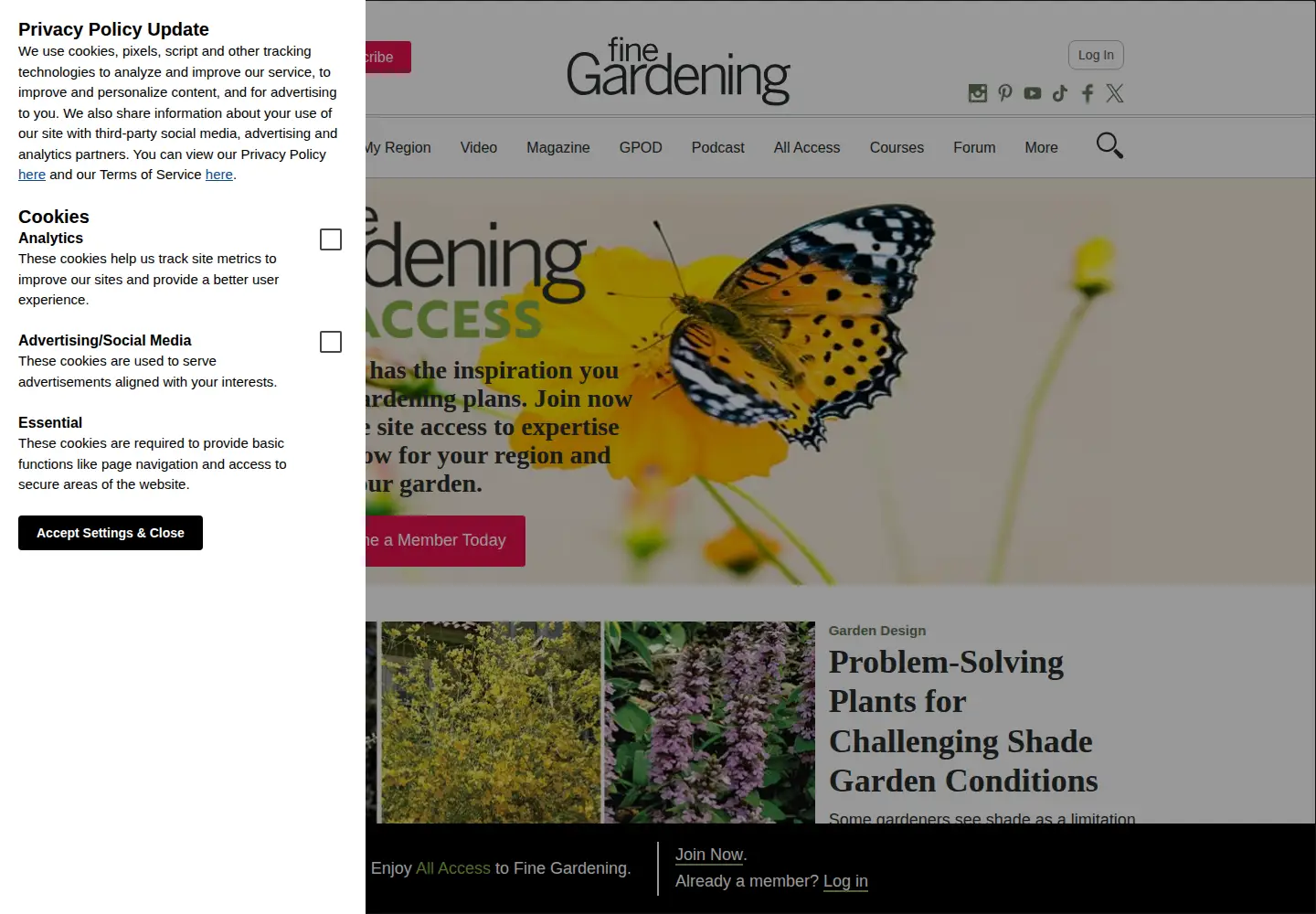 Screenshot of finegardening.com
