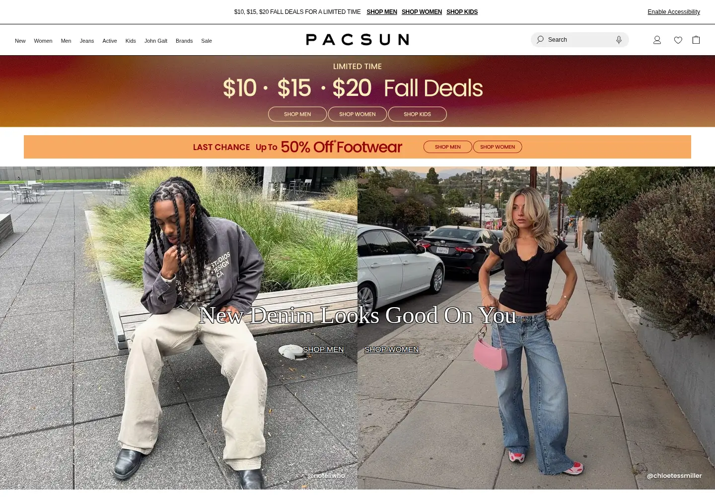 Screenshot of pacsun.com