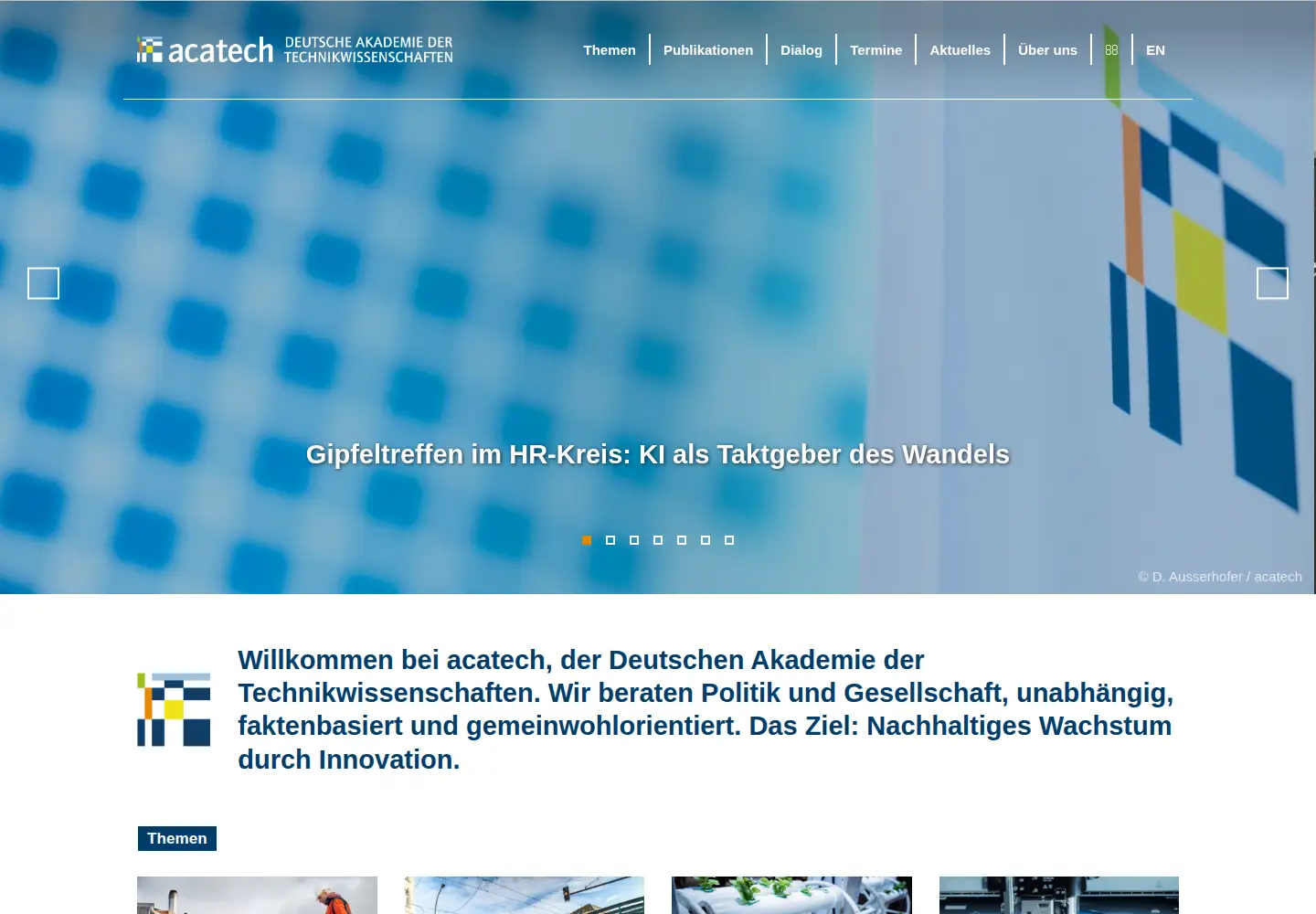 Captured homepage of acatech.de in the current scan