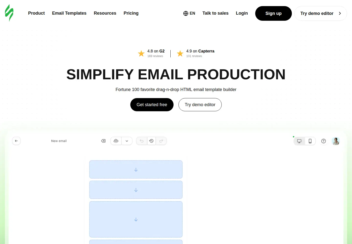 Captured homepage of stripo.email in the current scan