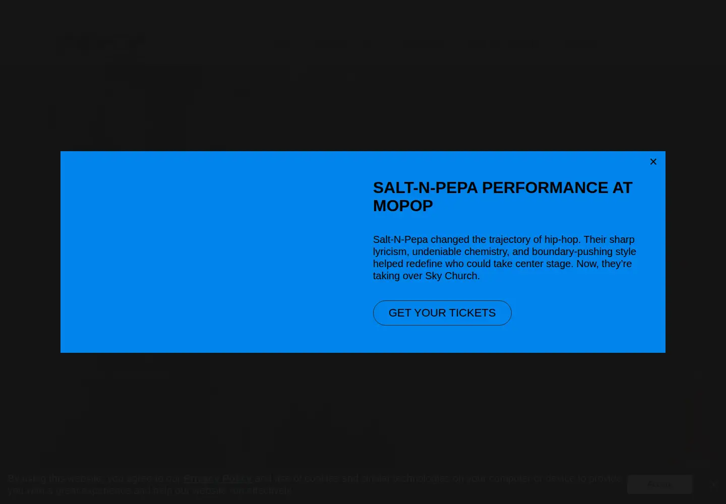 Captured homepage of mopop.org in the current scan