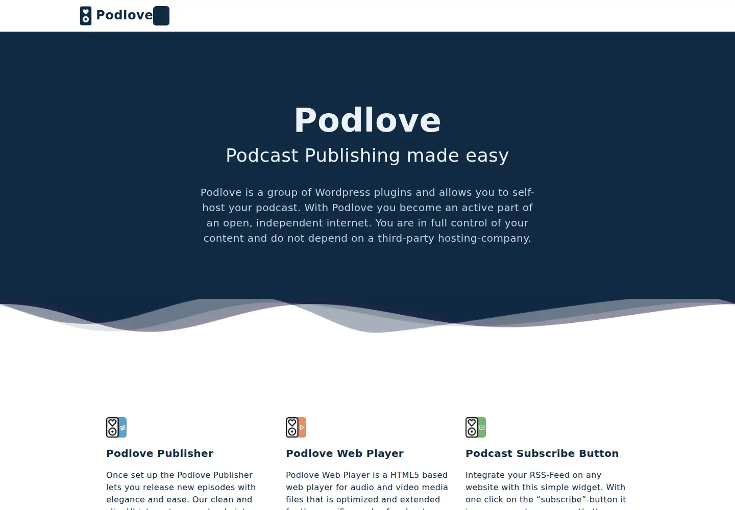 Captured homepage of podlove.org in the current scan