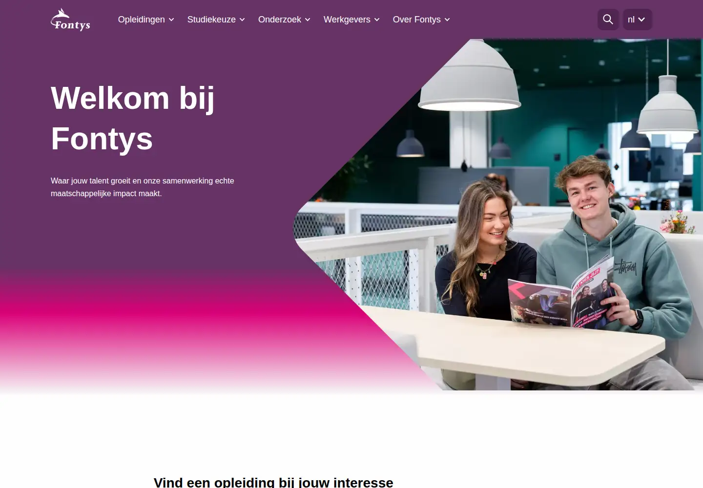 Captured homepage of fontys.nl in the current scan