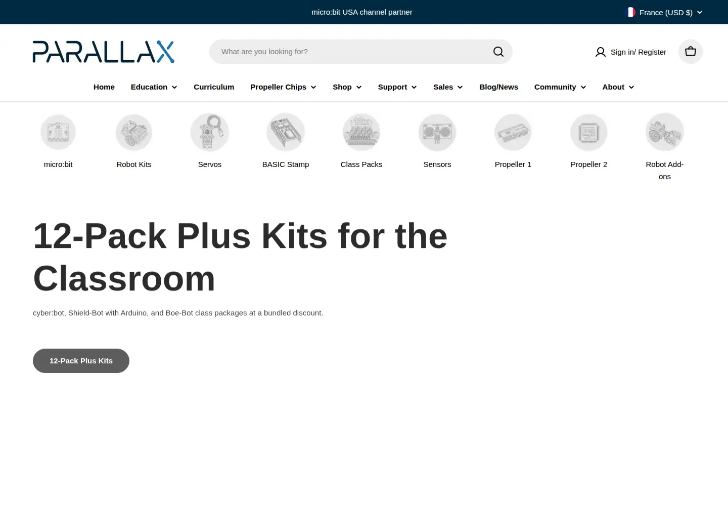 Screenshot of parallax.com