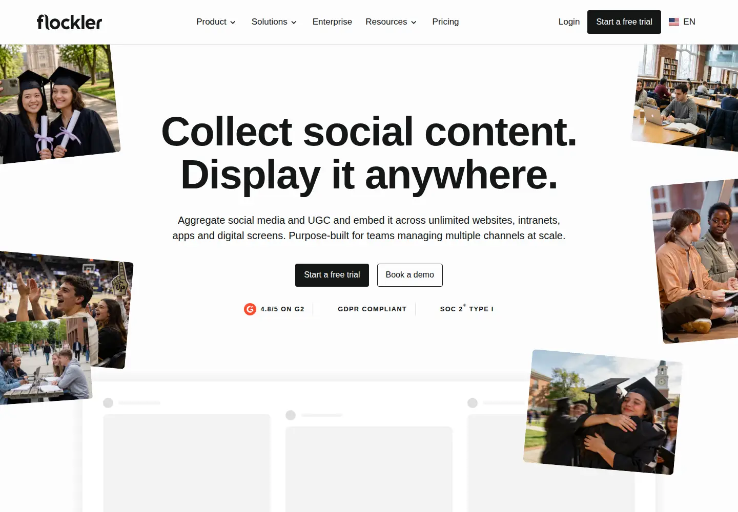 Screenshot of flockler.com