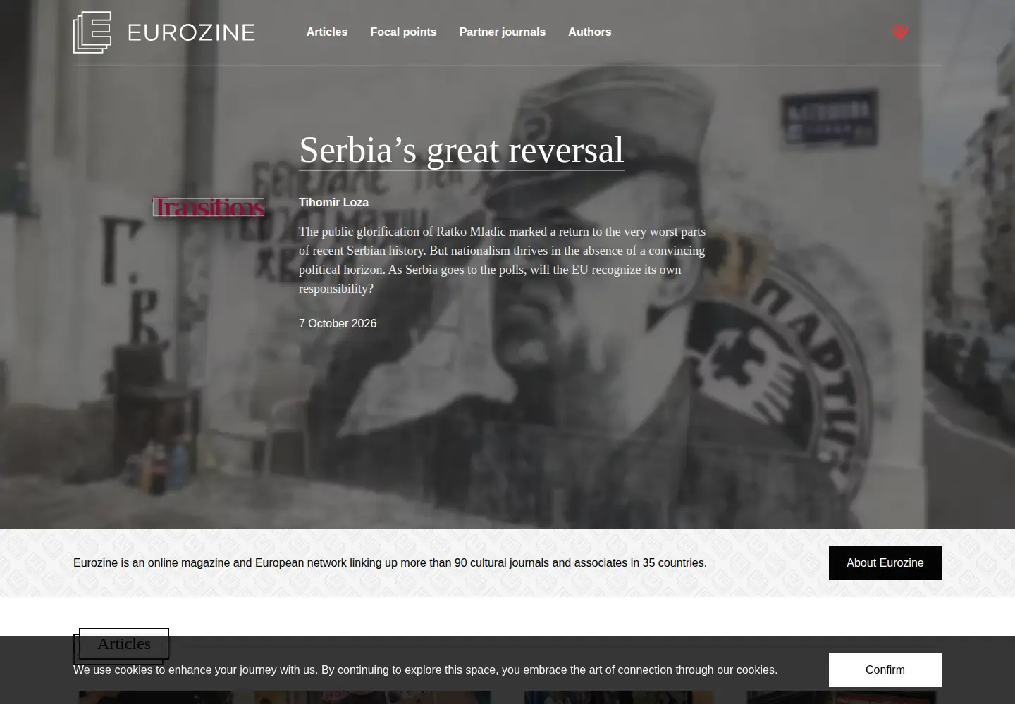 Captured homepage of eurozine.com in the current scan