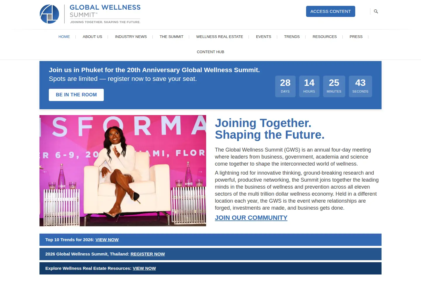 Screenshot of globalwellnesssummit.com
