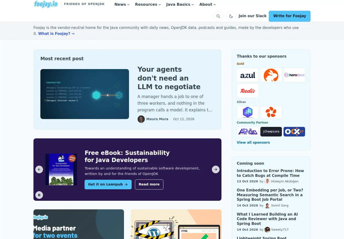 Captured homepage of foojay.io in the current scan