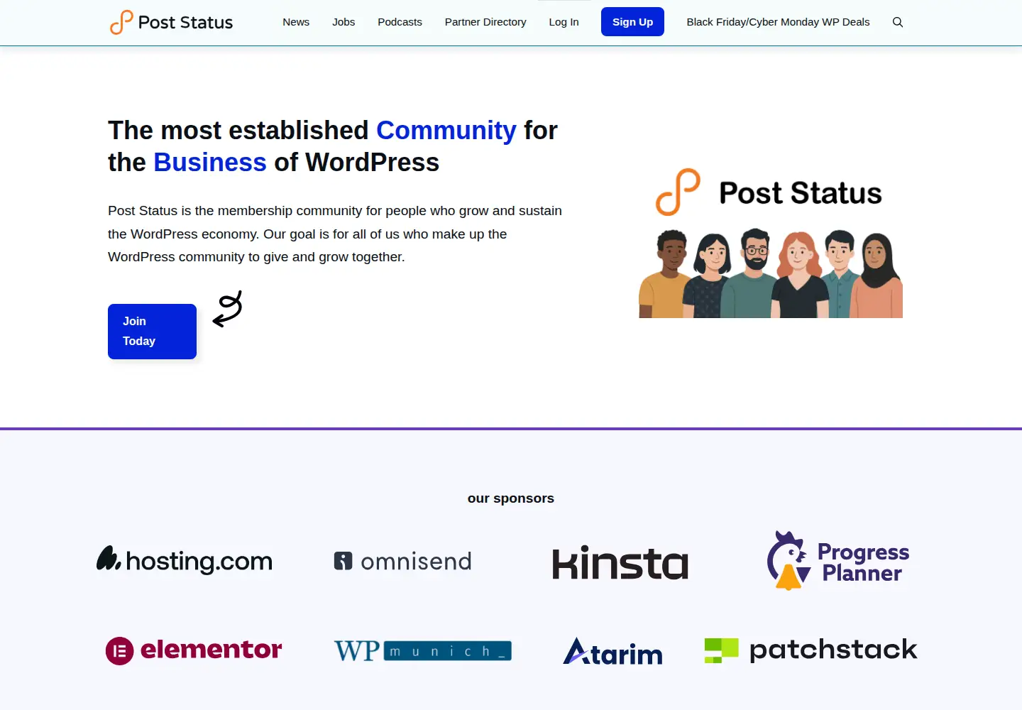 Captured homepage of poststatus.com in the current scan