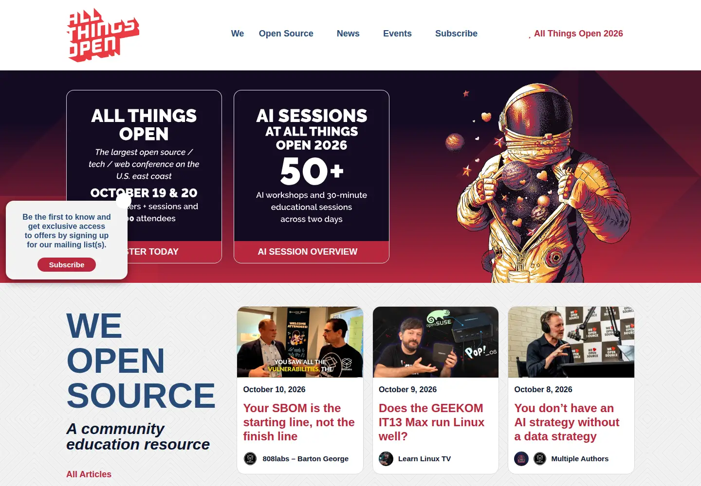 Captured homepage of allthingsopen.org in the current scan