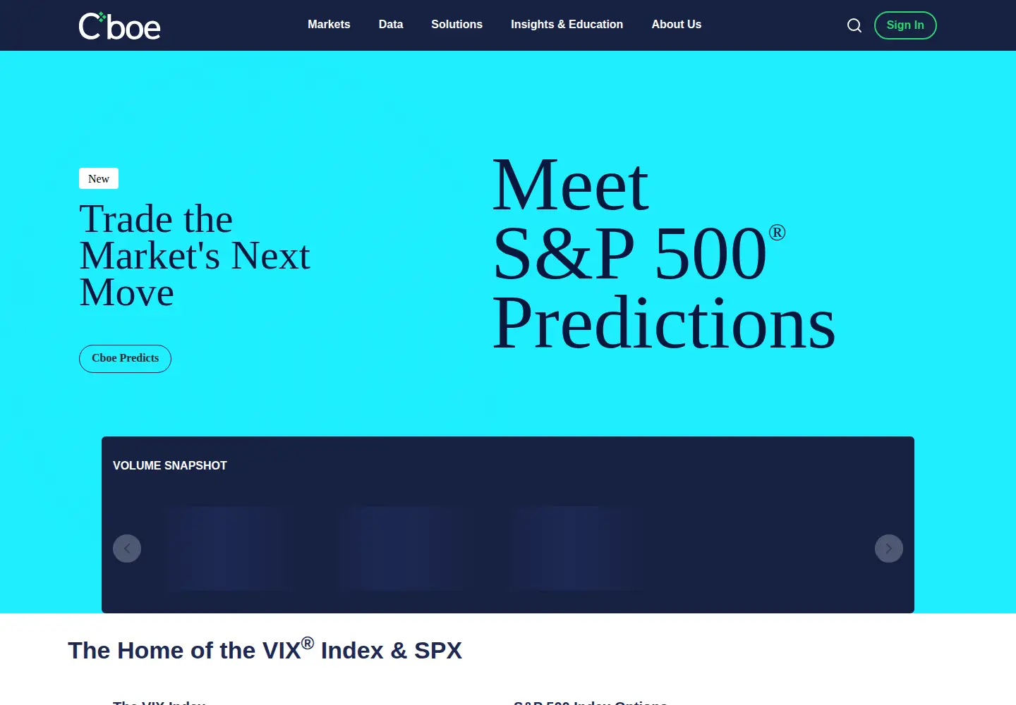 Captured homepage of cboe.com in the current scan