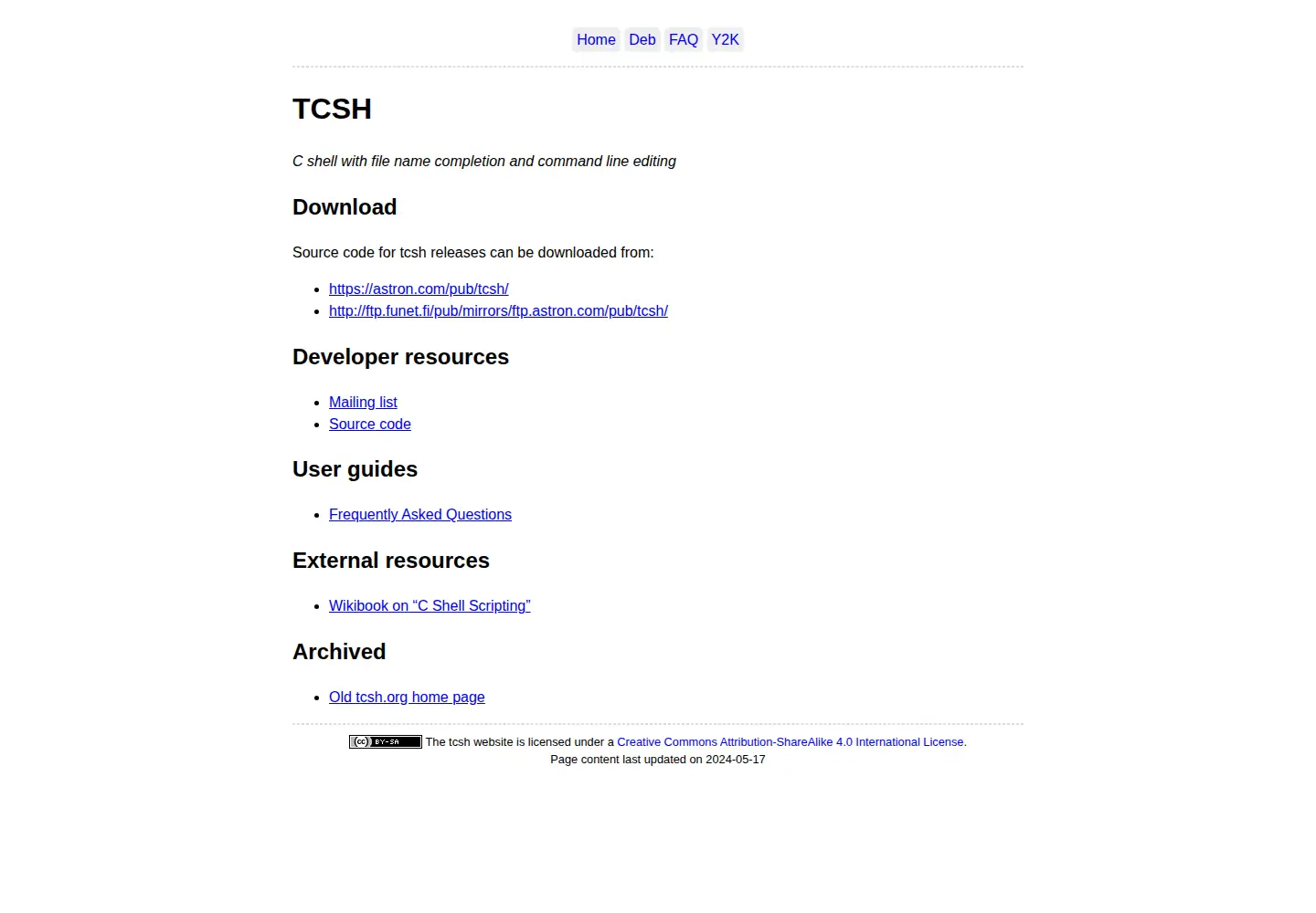 Screenshot of tcsh.org
