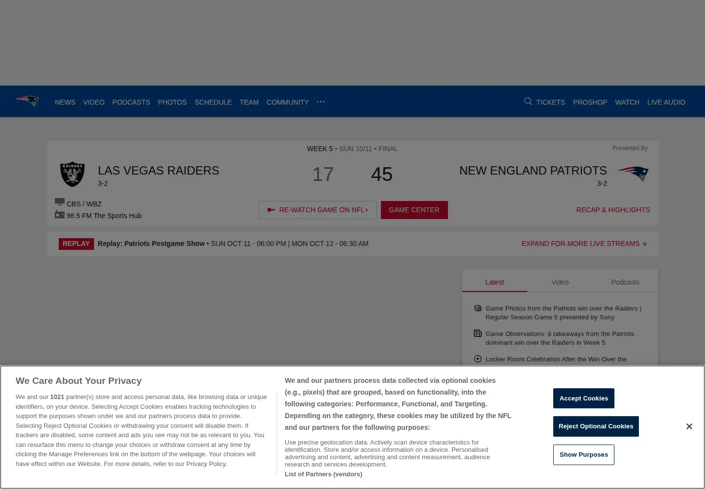Screenshot of patriots.com