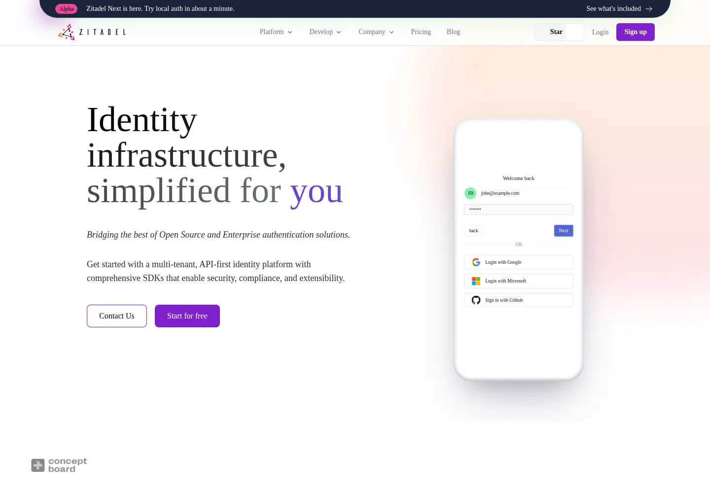 Screenshot of zitadel.com