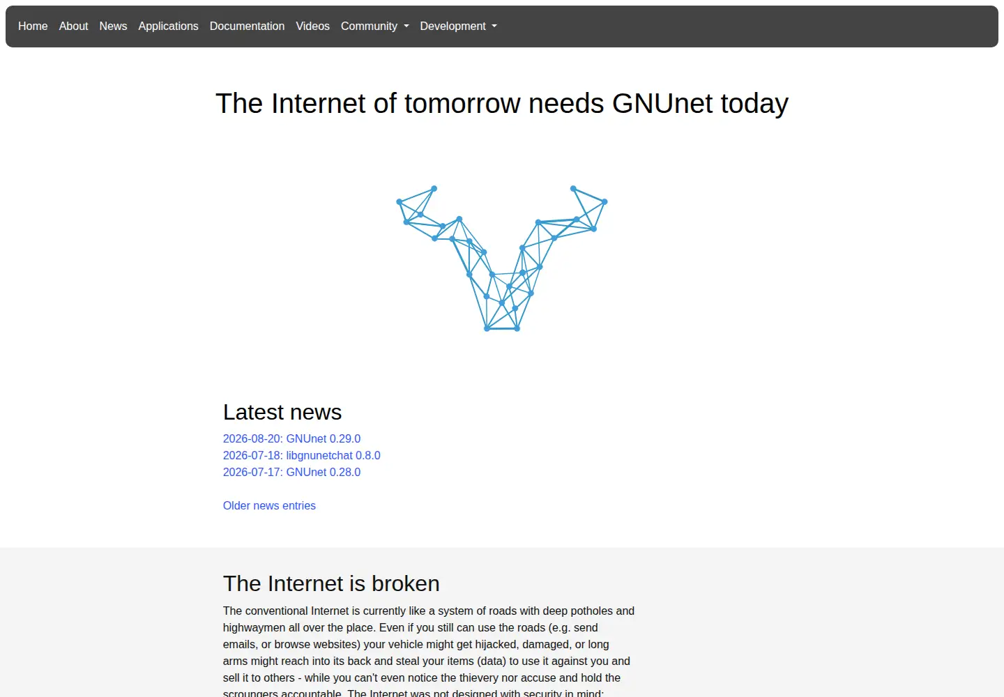 Captured homepage of gnunet.org in the current scan