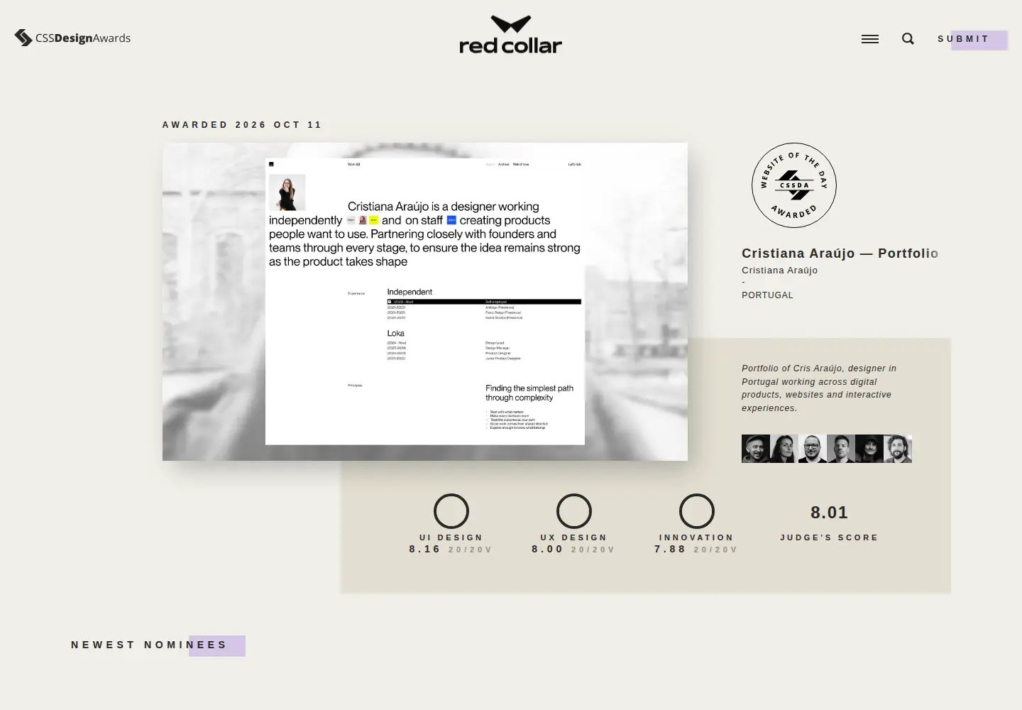 Screenshot of cssdesignawards.com