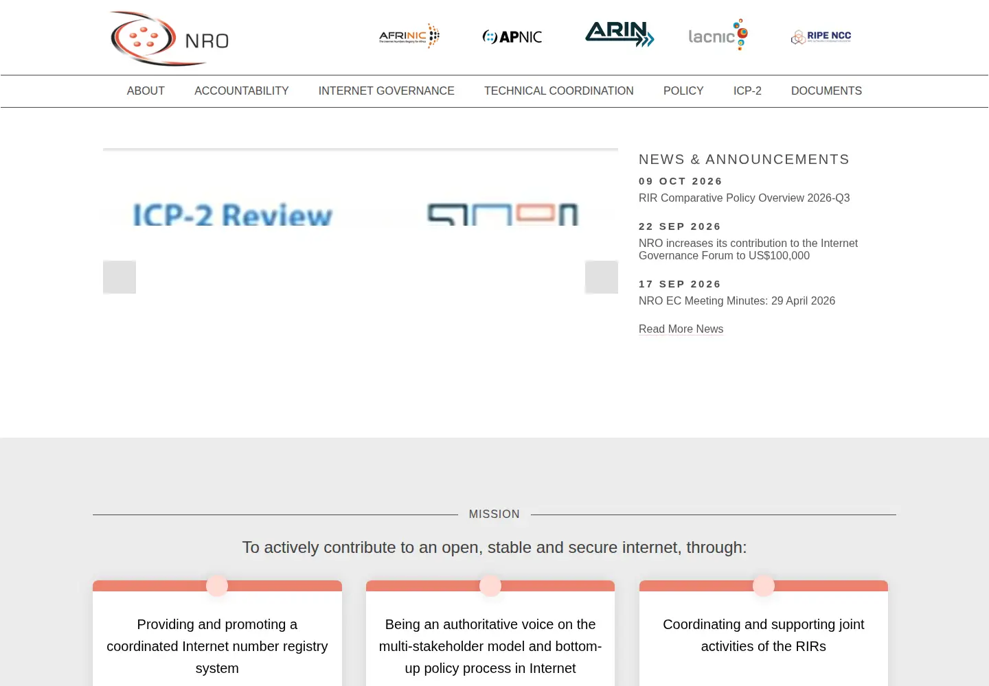 Captured homepage of nro.net in the current scan
