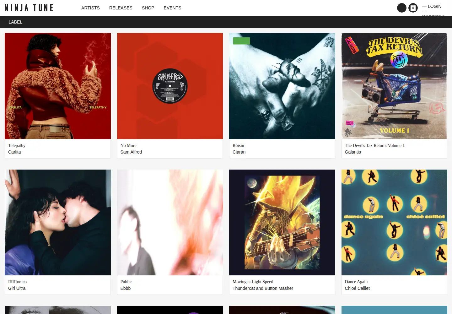 Screenshot of ninjatune.net