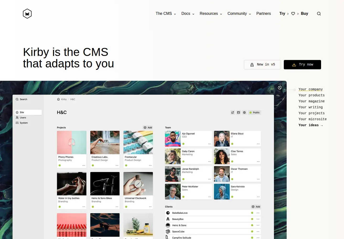 Screenshot of getkirby.com