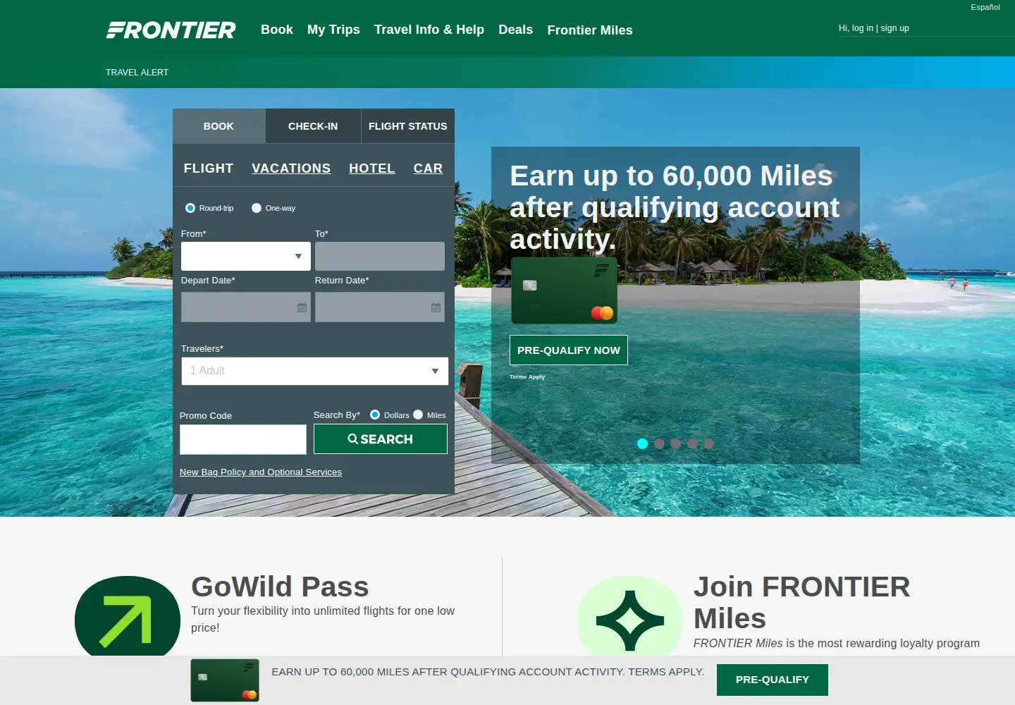 Screenshot of flyfrontier.com
