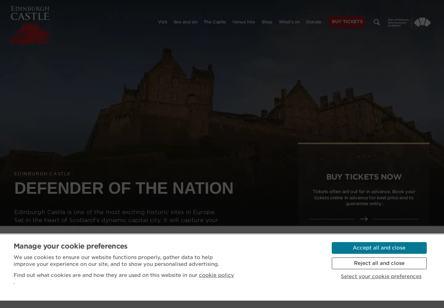 Screenshot of edinburghcastle.scot