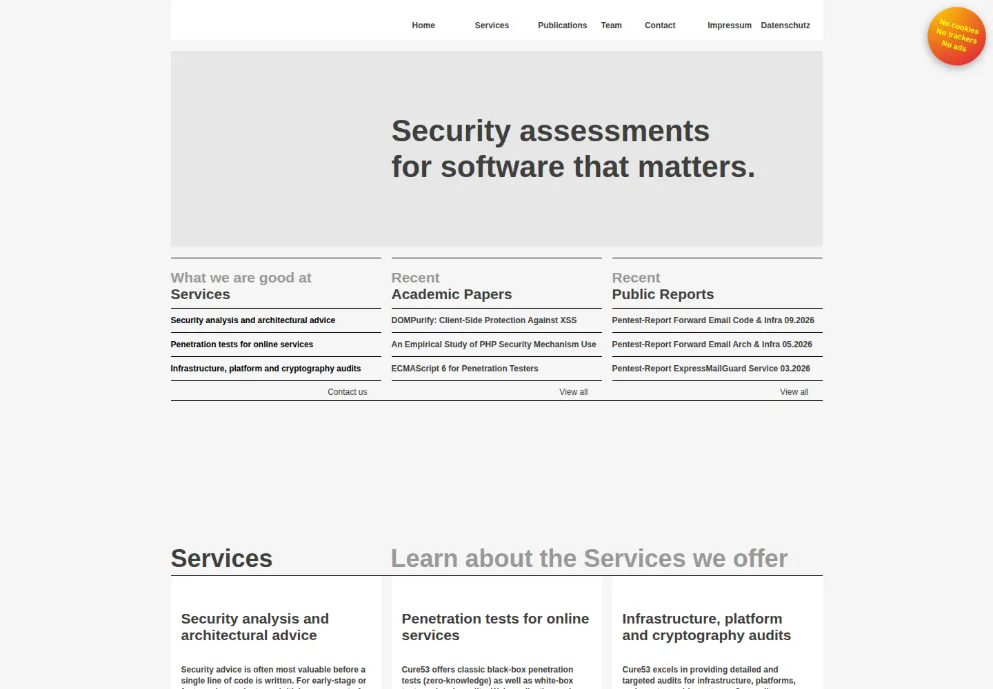 Screenshot of cure53.de