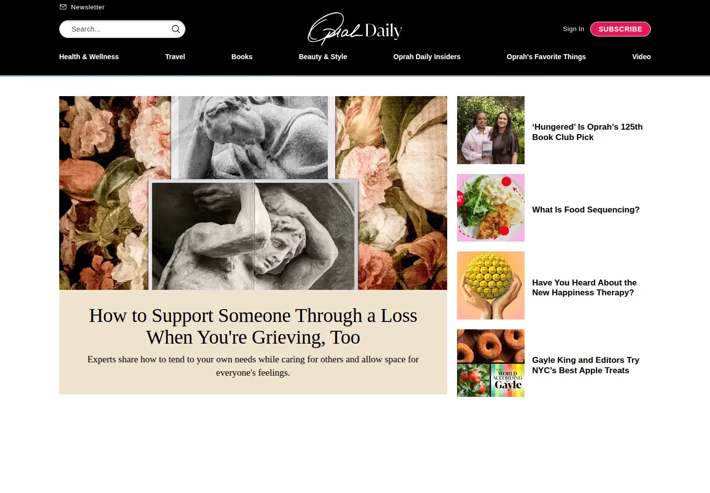 Captured homepage of oprahmag.com in the current scan