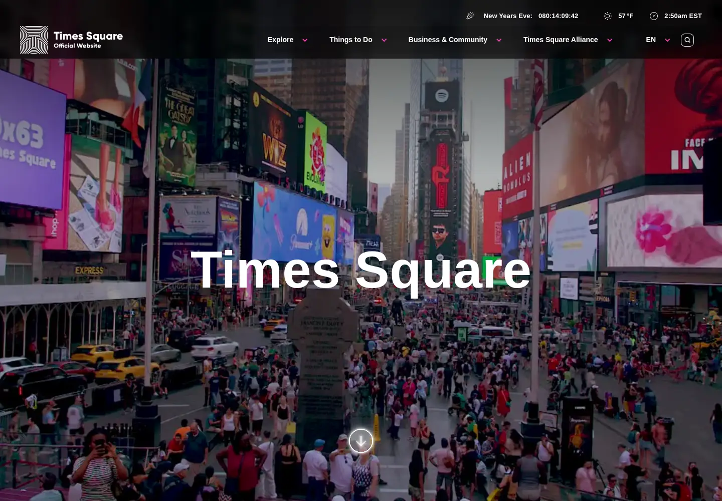 Captured homepage of timessquarenyc.org in the current scan