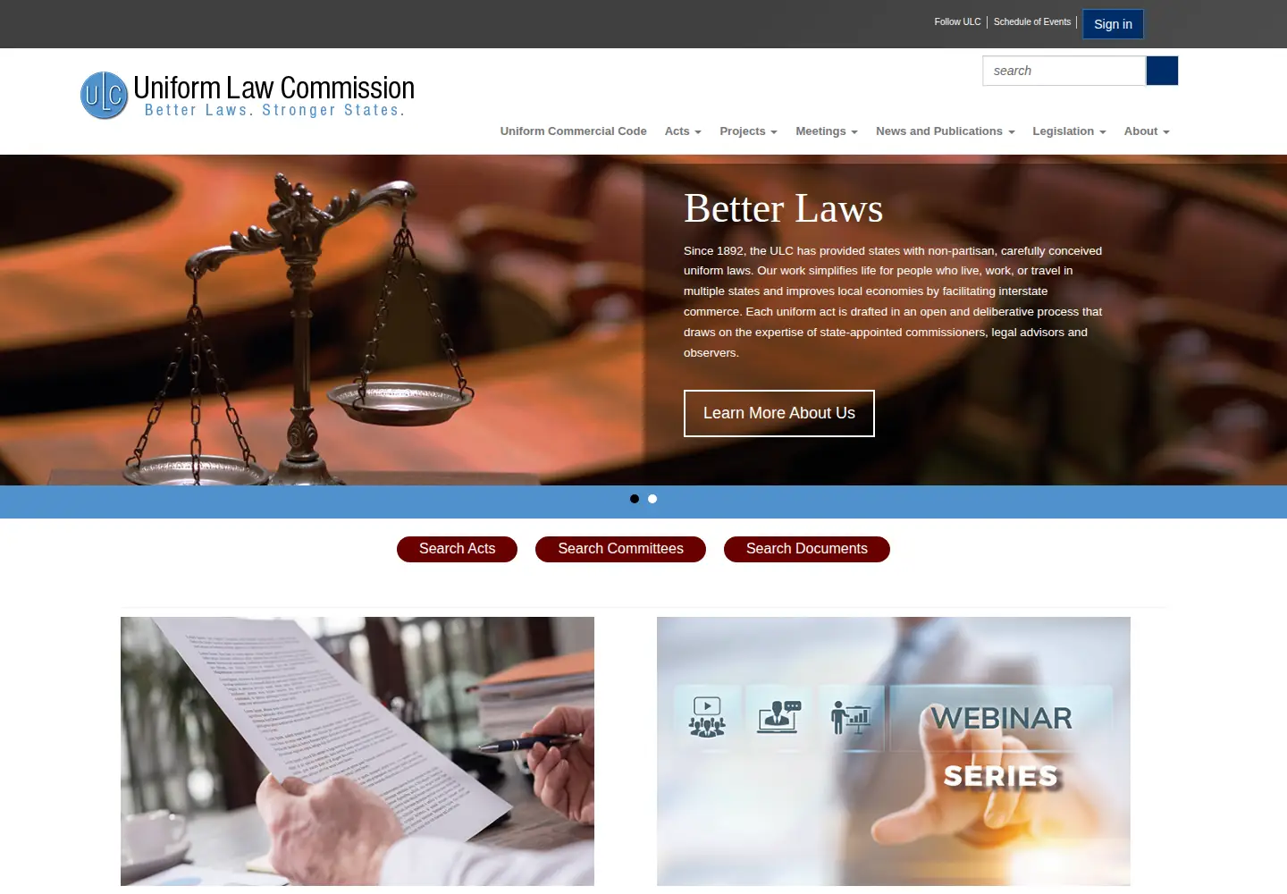 Screenshot of uniformlaws.org