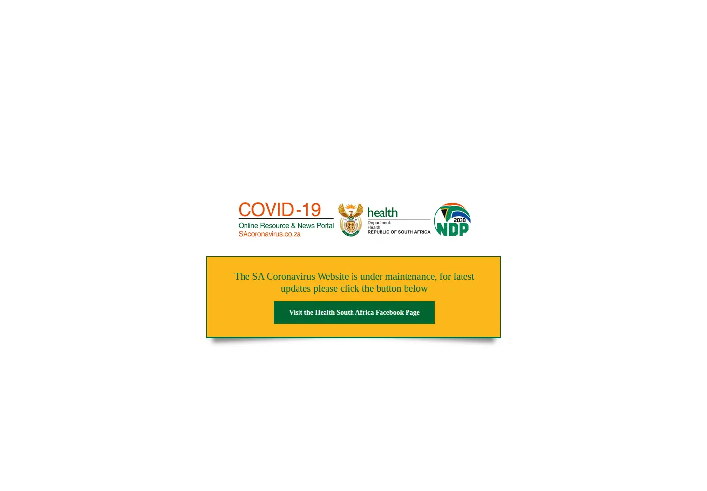 Screenshot of sacoronavirus.co.za