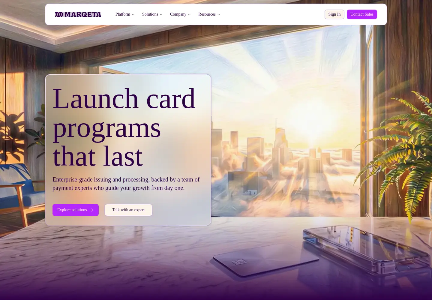 Screenshot of marqeta.com