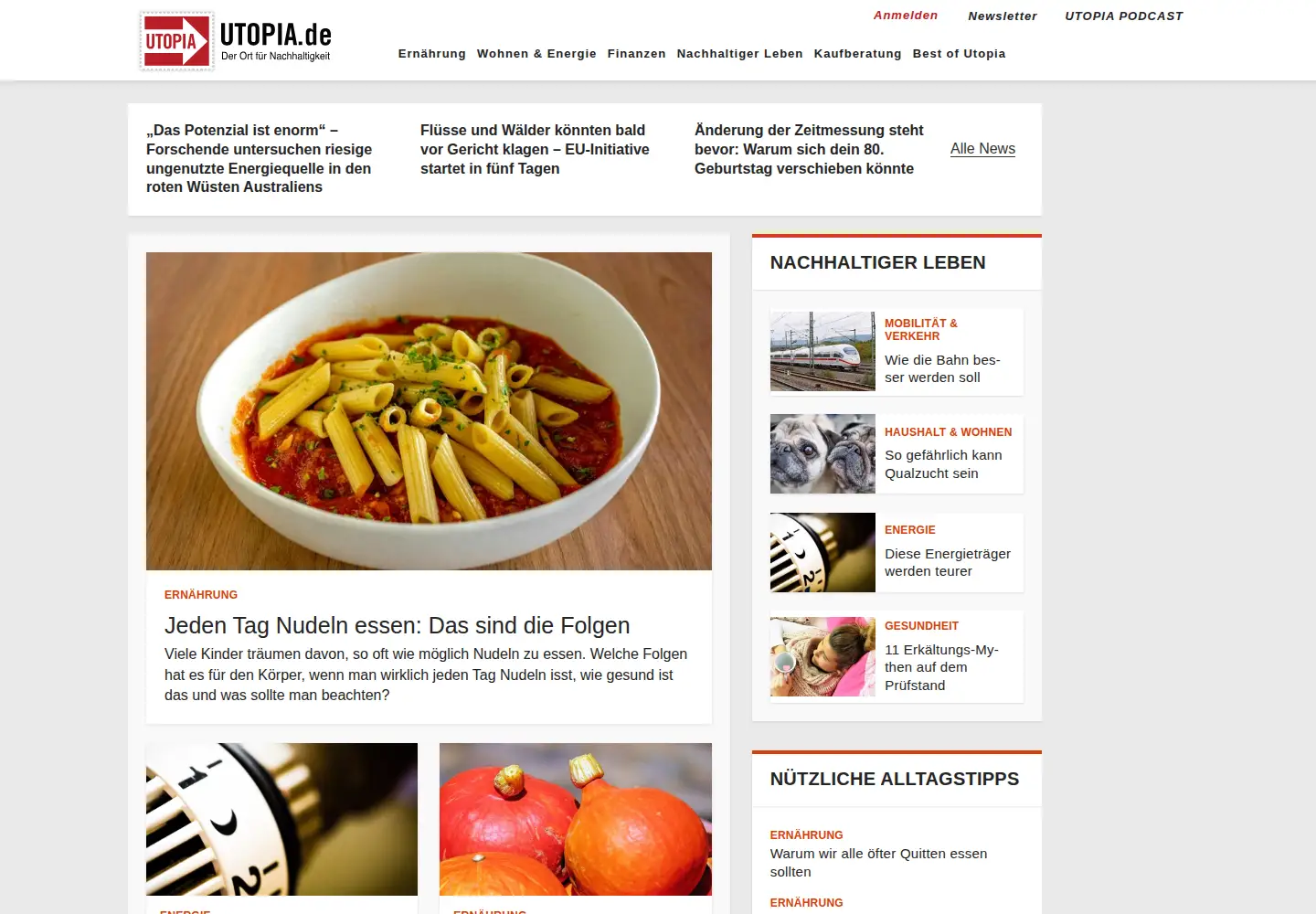 Screenshot of utopia.de