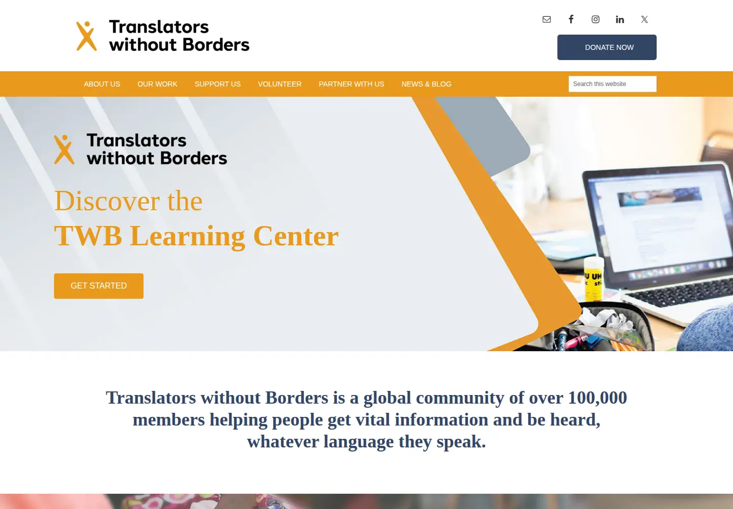 Captured homepage of translatorswithoutborders.org in the current scan