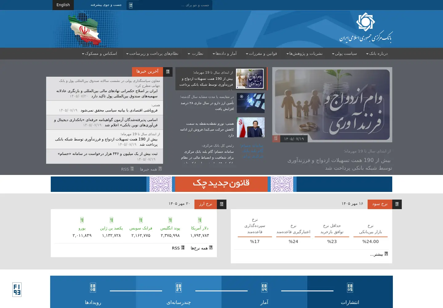 Captured homepage of cbi.ir in the current scan