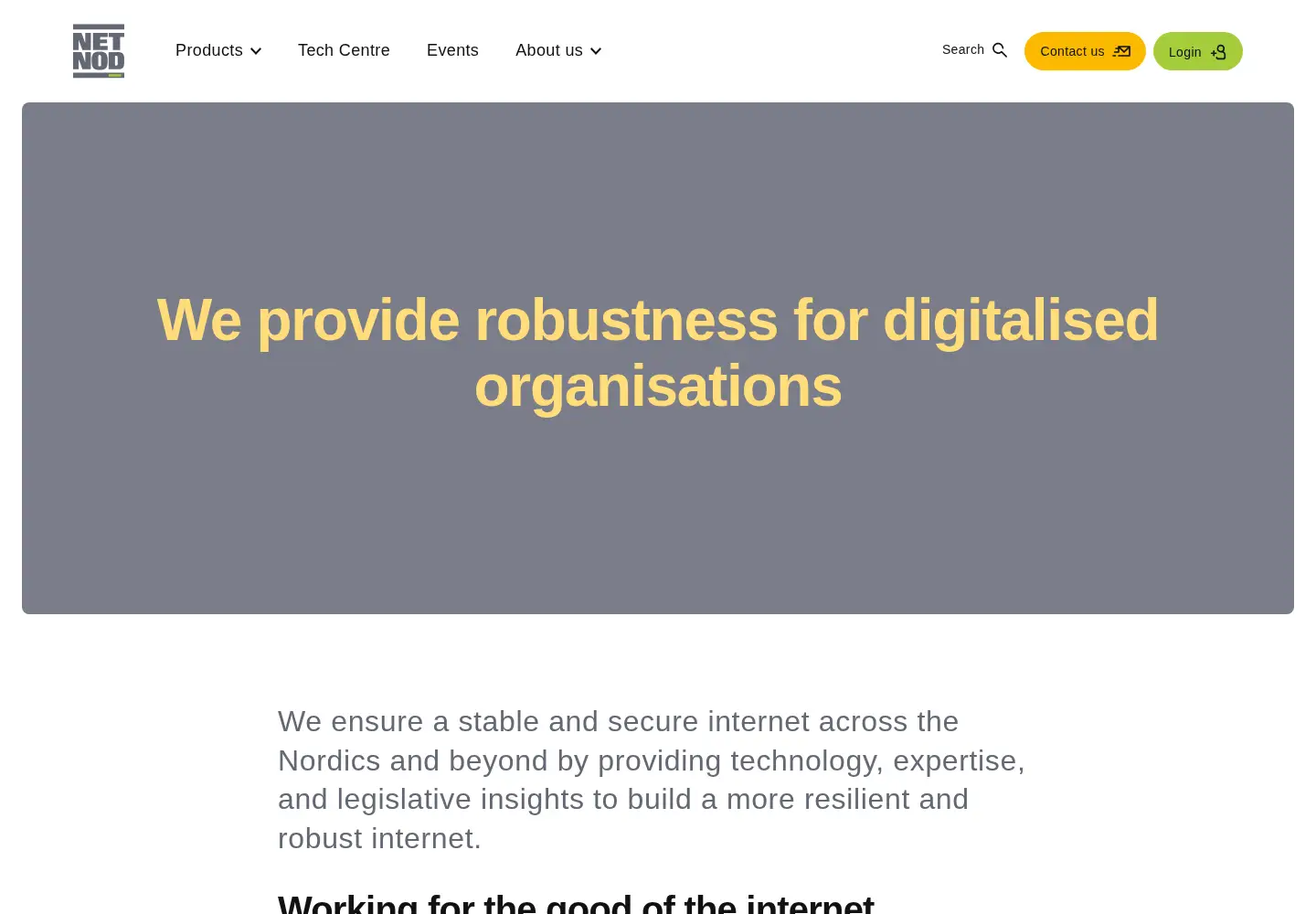 Captured homepage of netnod.se in the current scan