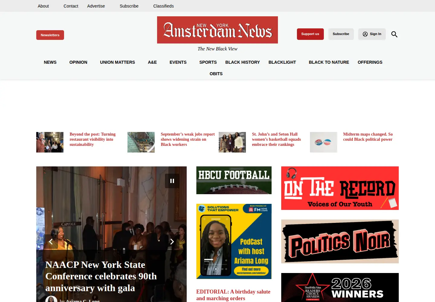 Screenshot of amsterdamnews.com