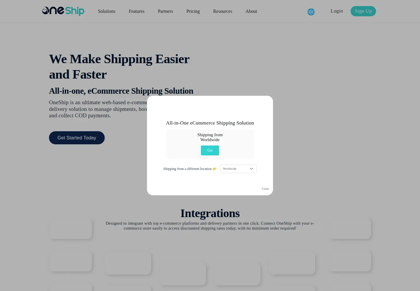Captured homepage of oneship.io in the current scan