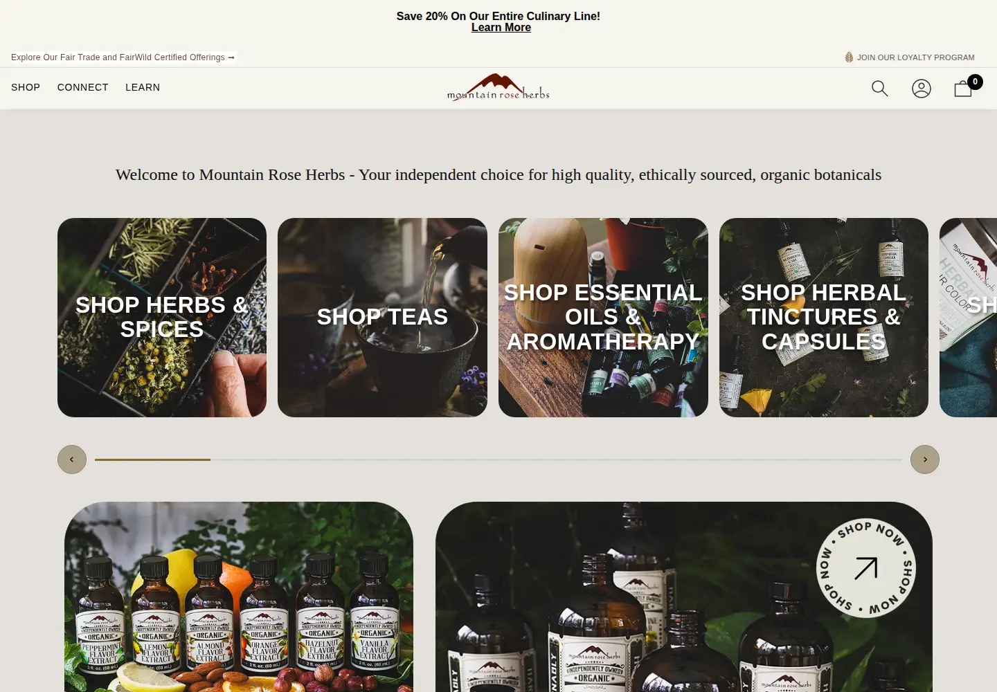 Screenshot of mountainroseherbs.com