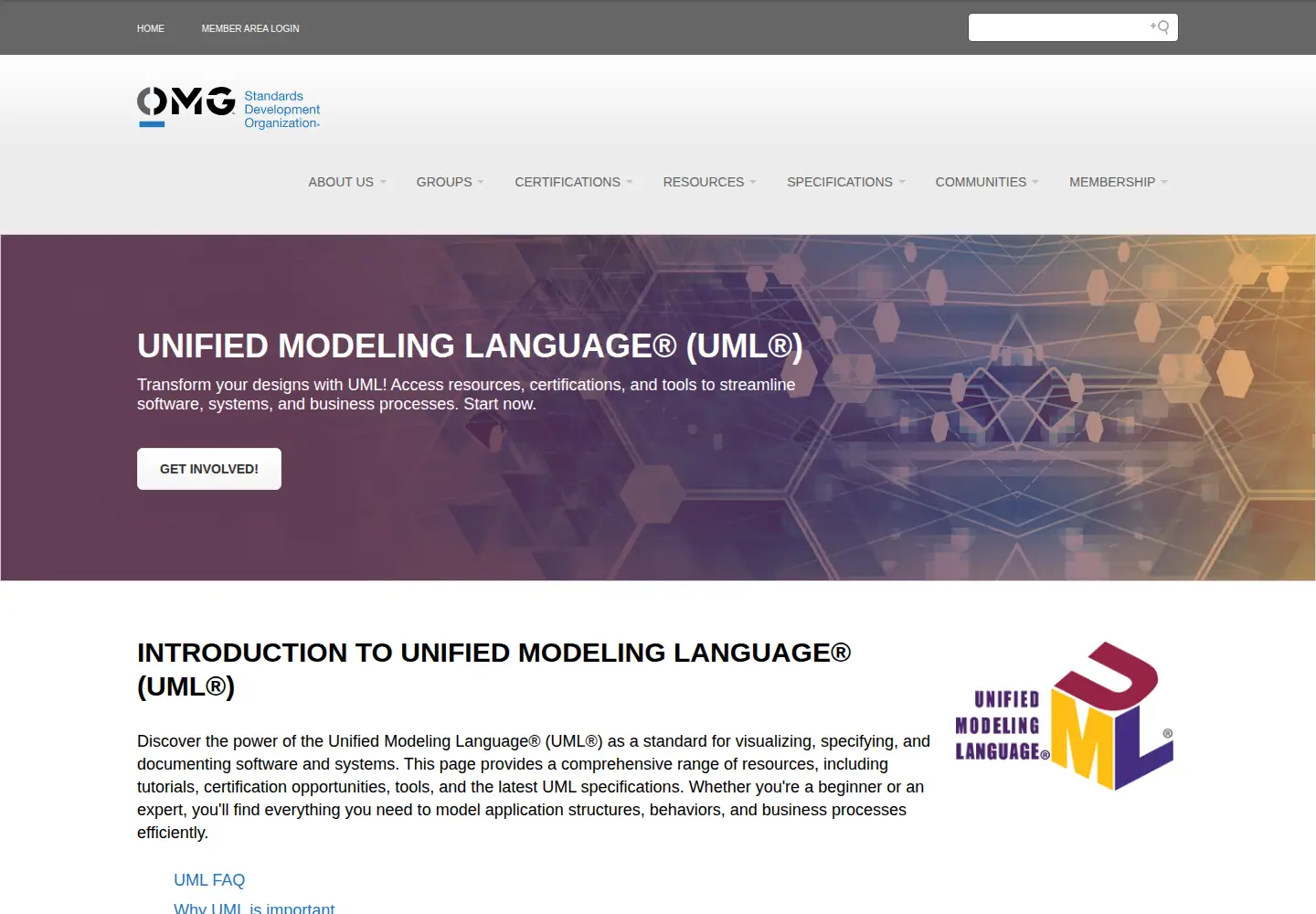Screenshot of uml.org