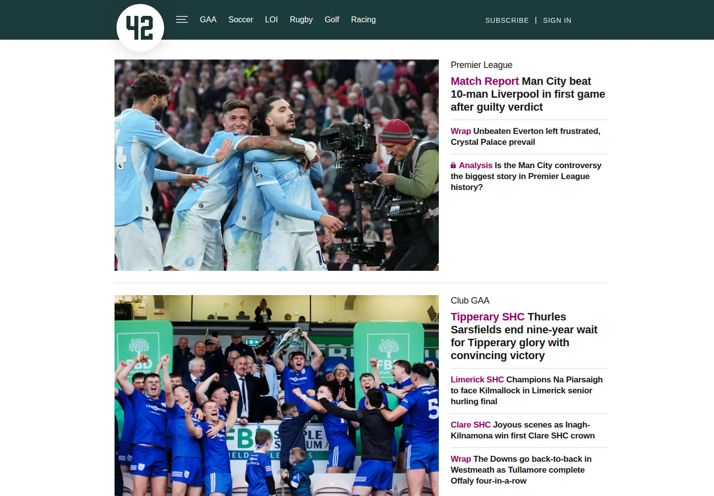 Screenshot of the42.ie