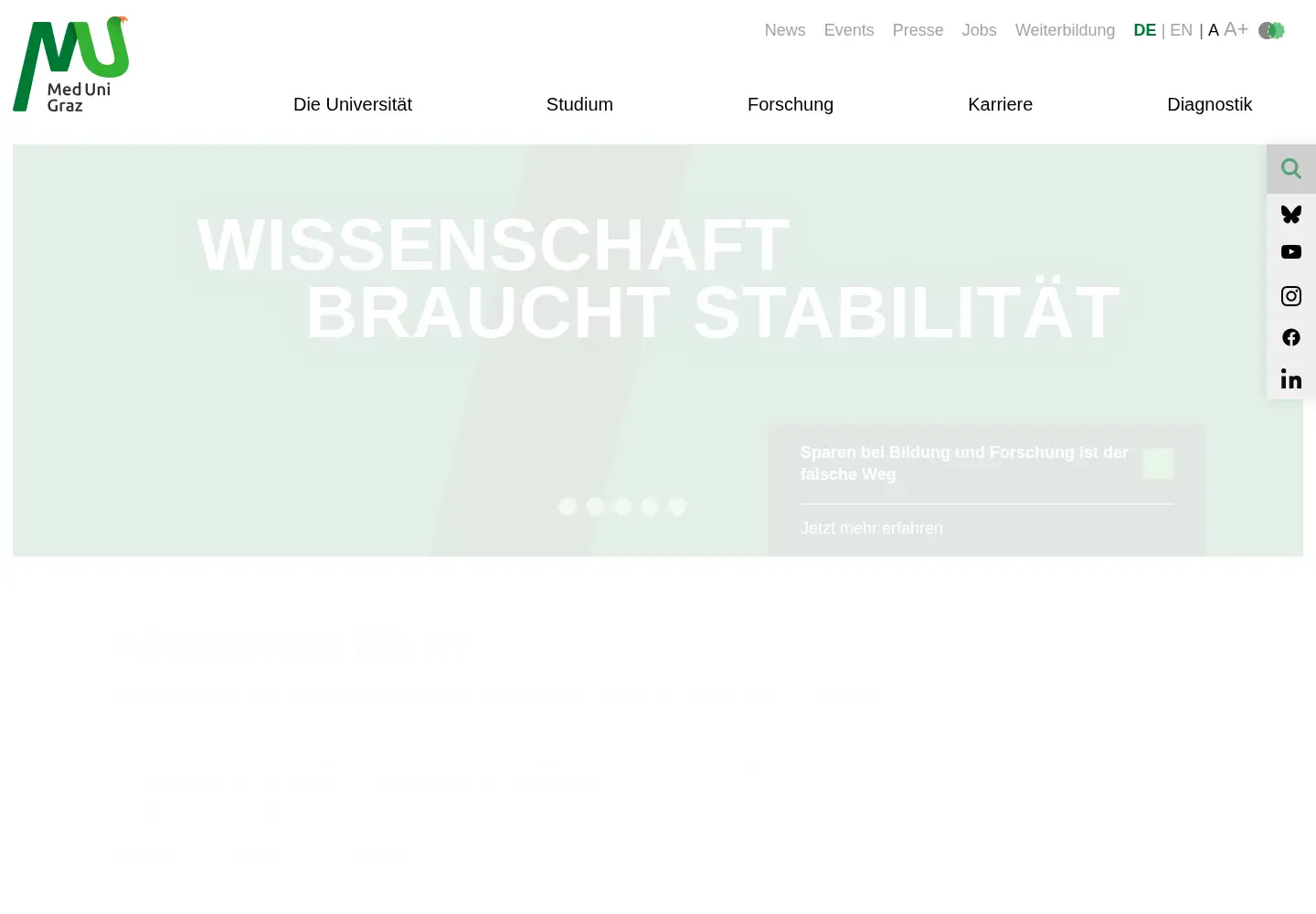 Screenshot of medunigraz.at