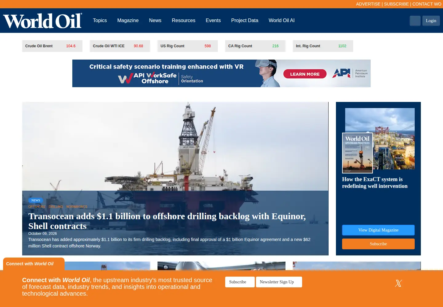 Screenshot of worldoil.com