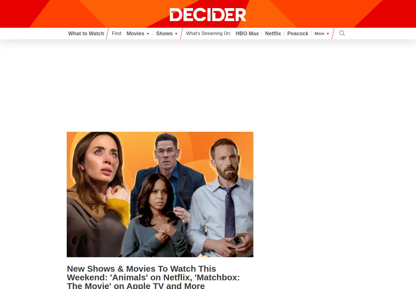 Captured homepage of decider.com in the current scan