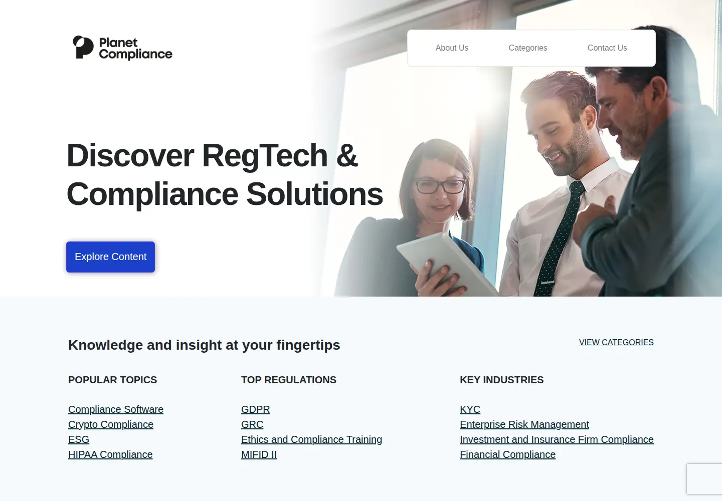 Captured homepage of planetcompliance.com in the current scan