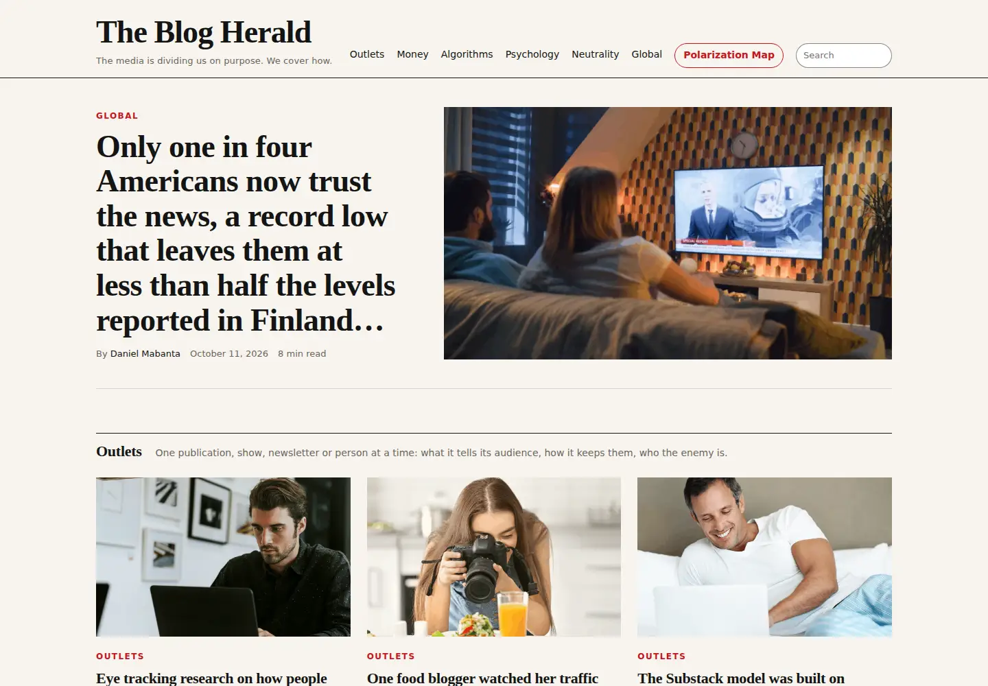 Captured homepage of blogherald.com in the current scan